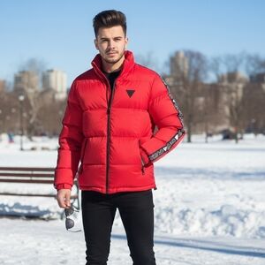 Guess Men's Bold Red Puffer Jacket